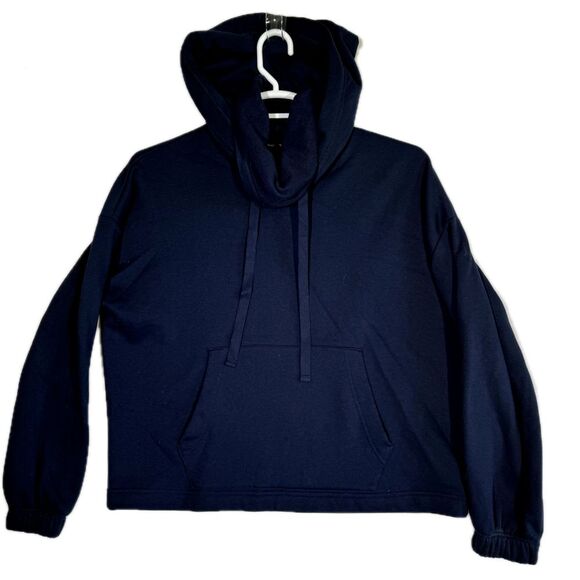 Banana Republic Tops - Banana Republic Women's Hoodie Large Navy Cotton Pockets Cowl Neck W451